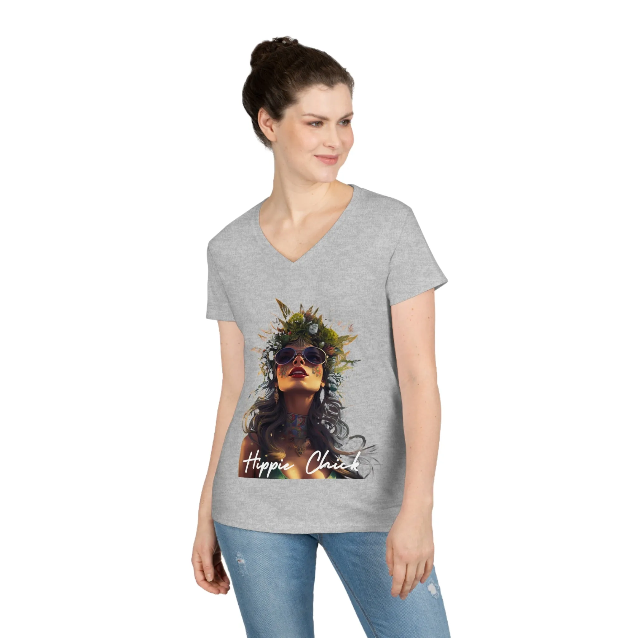 Ladies' V-Neck T-Shirt Hippie Chick