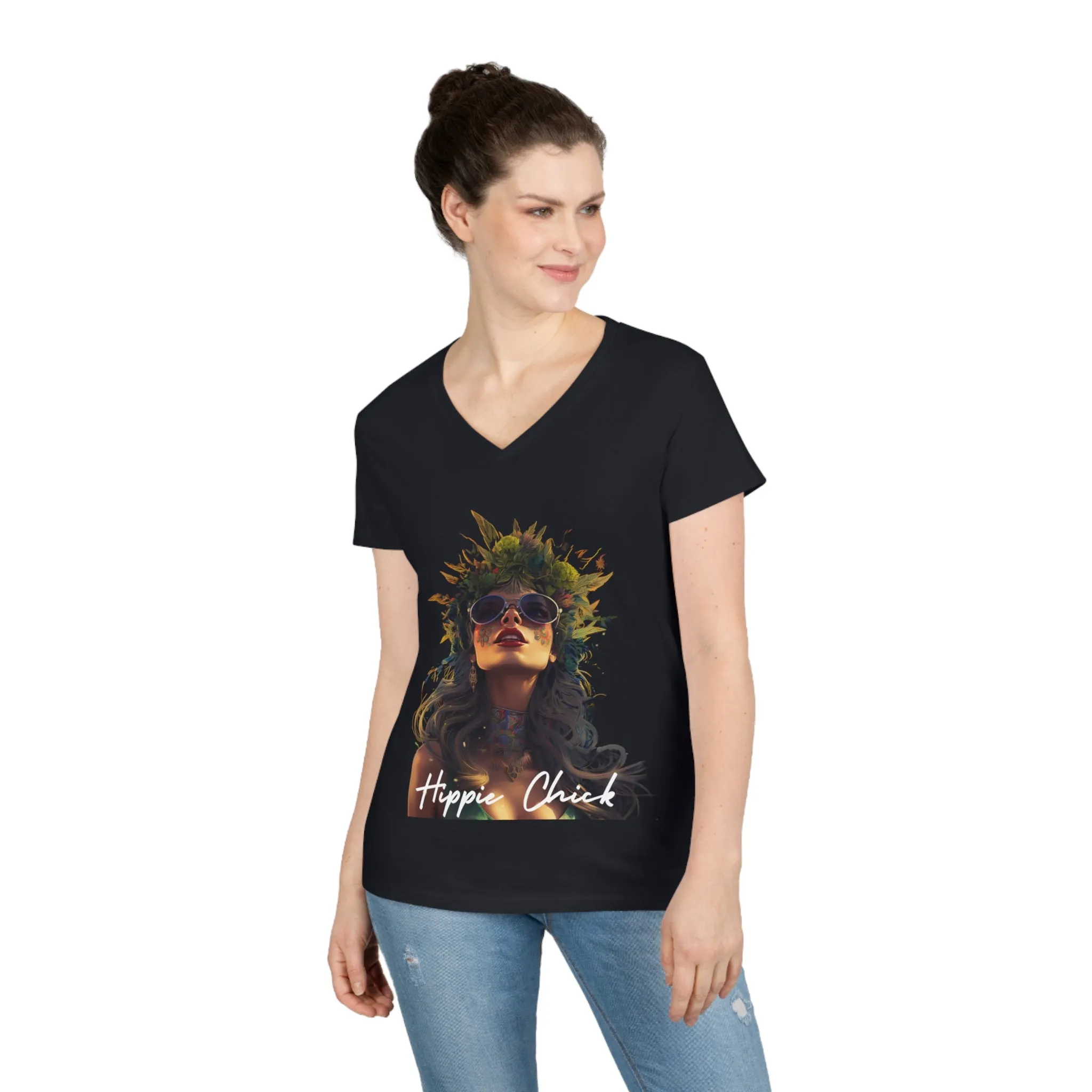 Ladies' V-Neck T-Shirt Hippie Chick