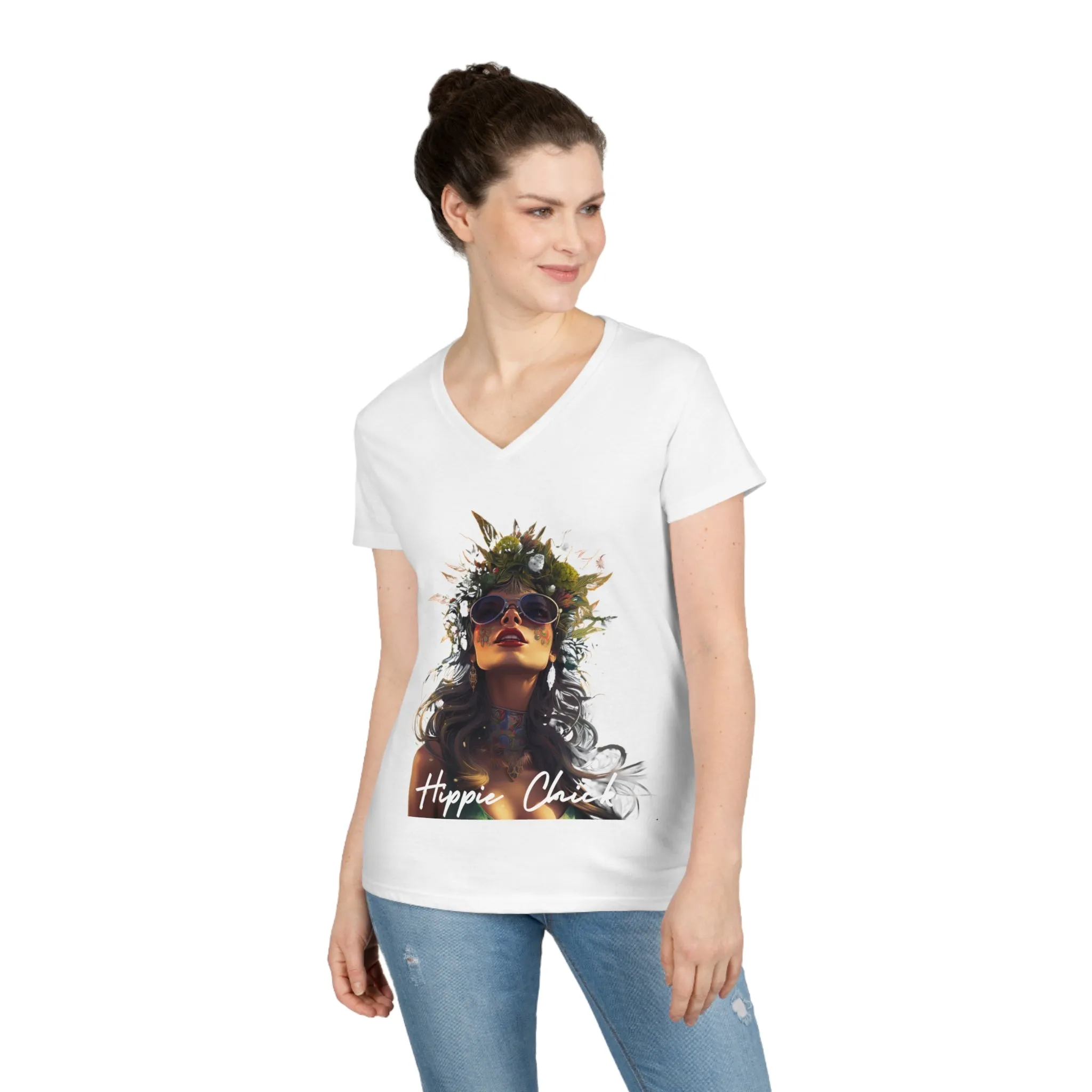 Ladies' V-Neck T-Shirt Hippie Chick