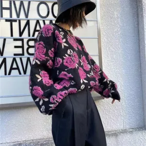 LAZY RETRO ROSE JACQUARD SWEATER UB2714