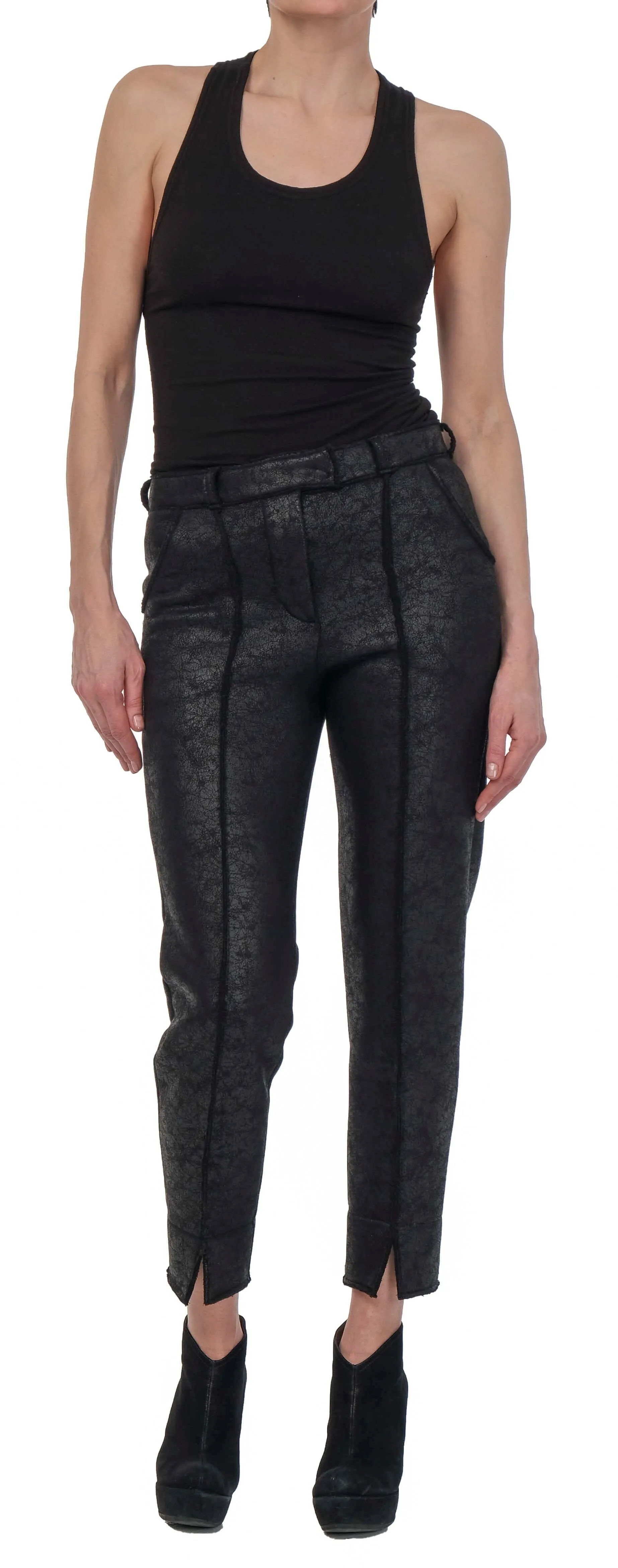 Leather Effect Slim Crop Pants