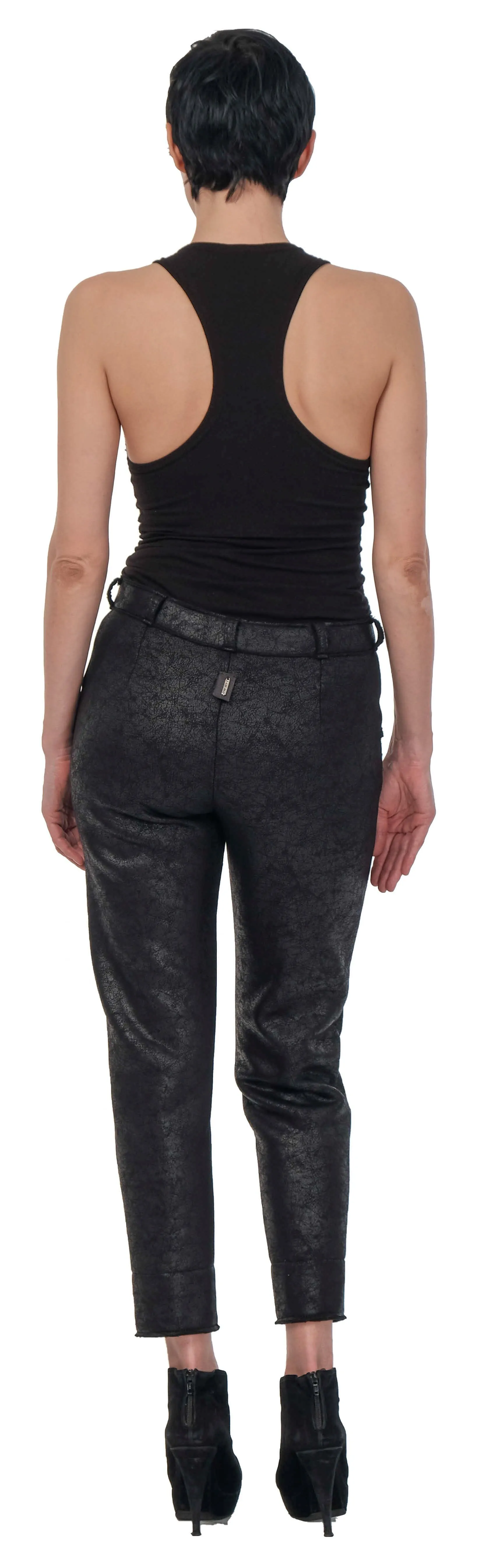 Leather Effect Slim Crop Pants