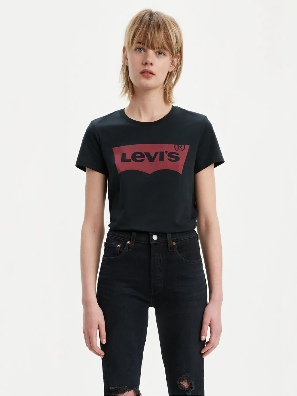 LEVI'S Women's Perfect T-Shirt Large Batwing Black