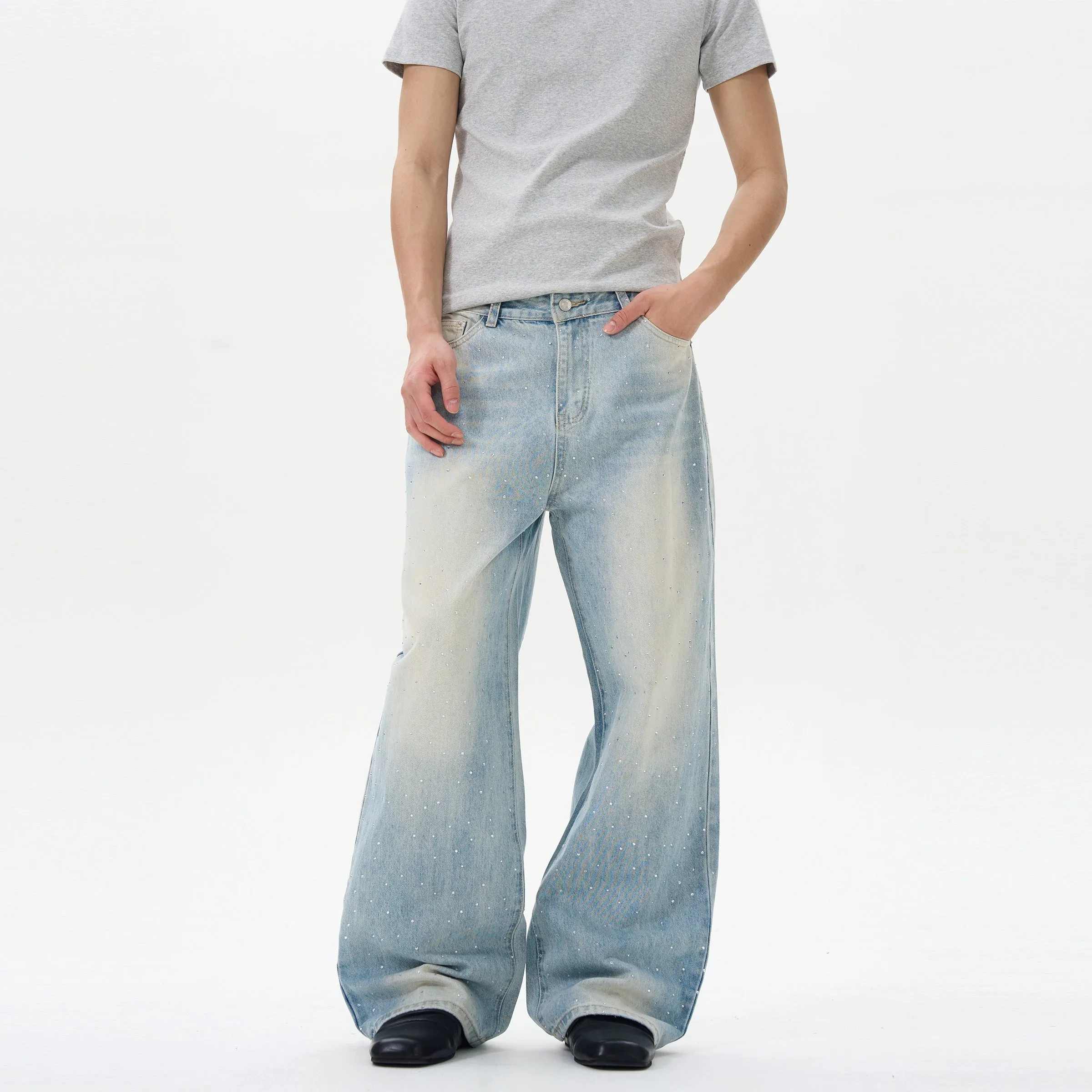 Light Blue Relaxed Fit Straight Jeans