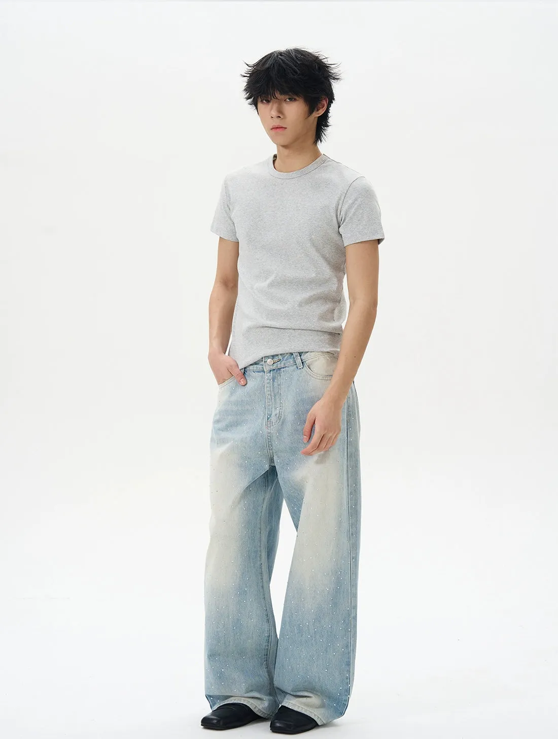 Light Blue Relaxed Fit Straight Jeans