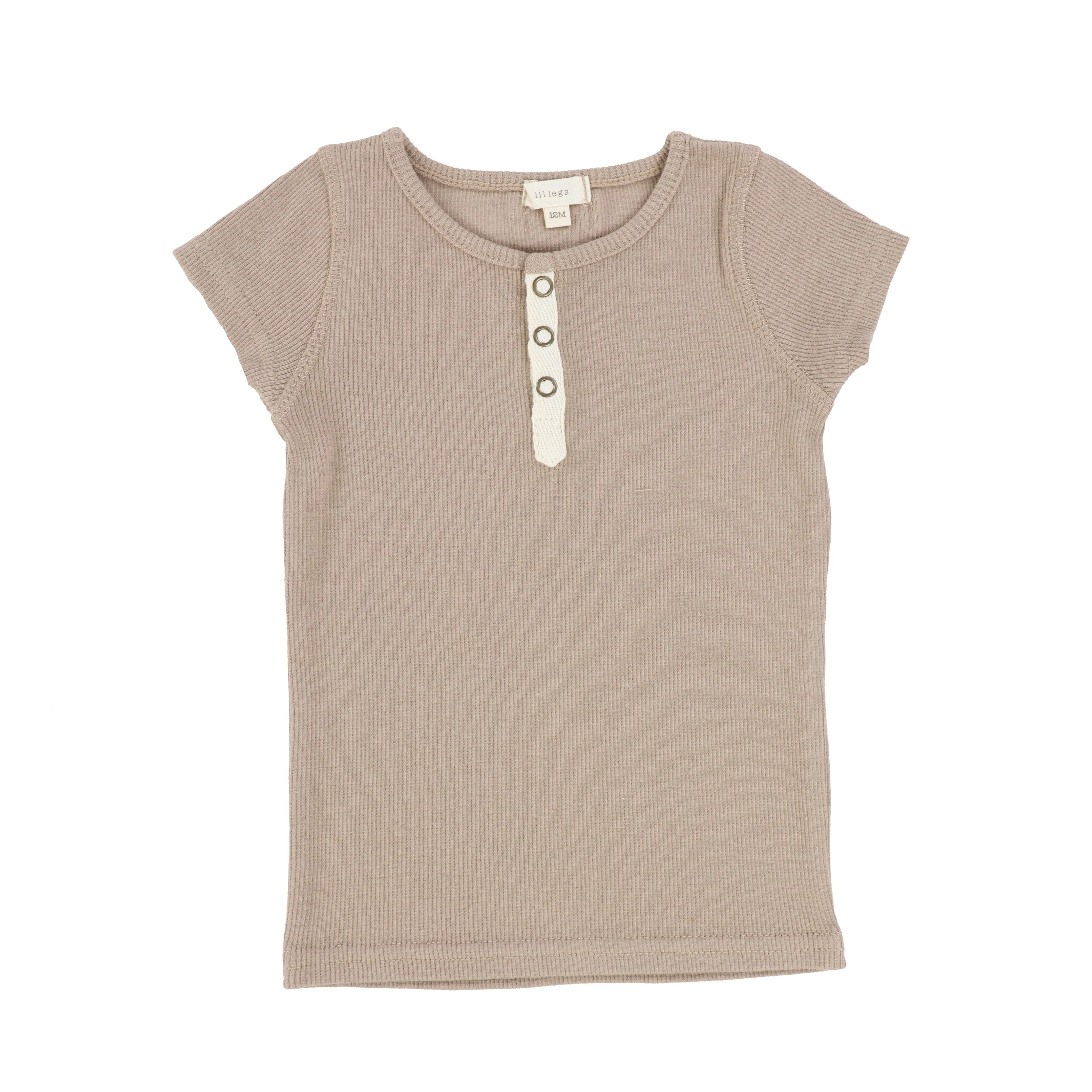 Lil Legs Ribbed Tab Tee Short Sleeve - Latte