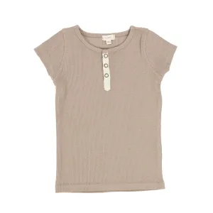 Lil Legs Ribbed Tab Tee Short Sleeve - Latte