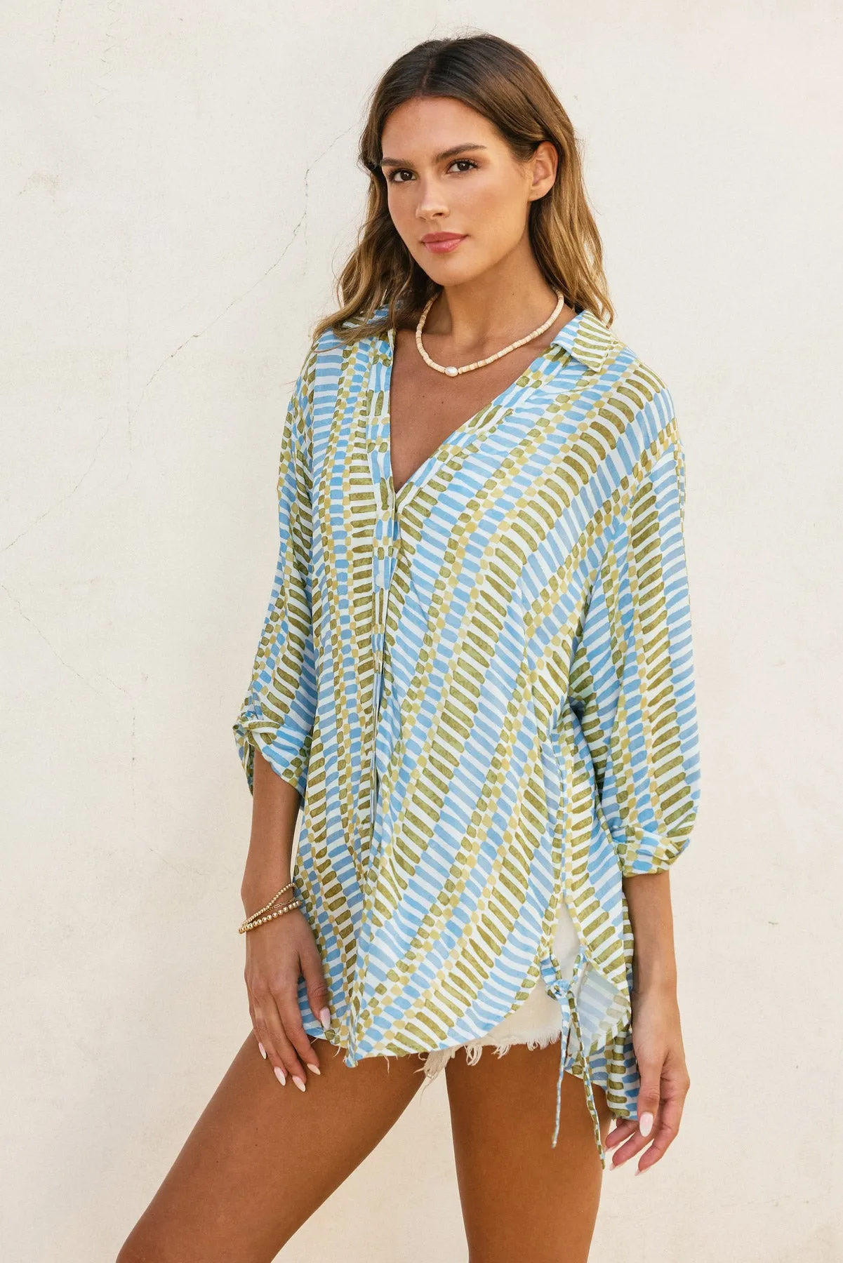 Lila Tie Detail Tunic Shirt