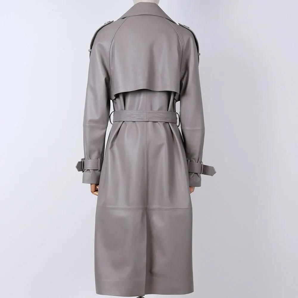 Long Leather Coat  Trench For Women
