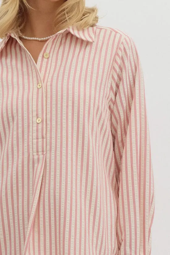 Long Sleeve Pink Stripe Dress (EO)