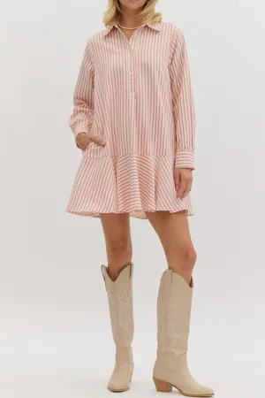 Long Sleeve Pink Stripe Dress (EO)