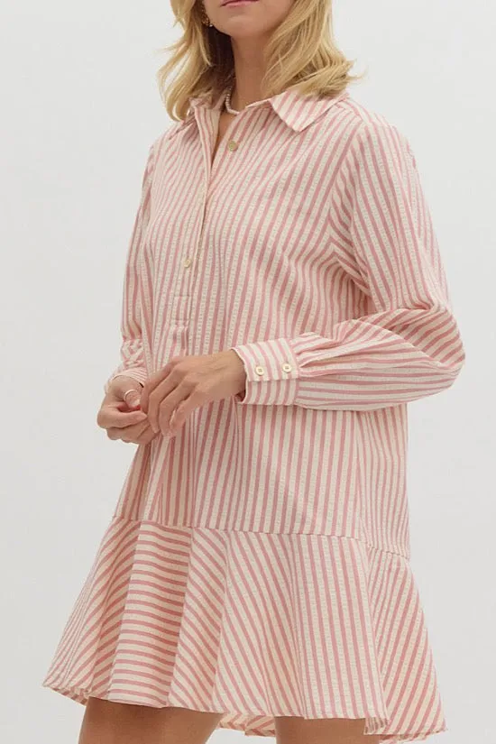 Long Sleeve Pink Stripe Dress (EO)