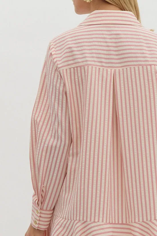 Long Sleeve Pink Stripe Dress (EO)