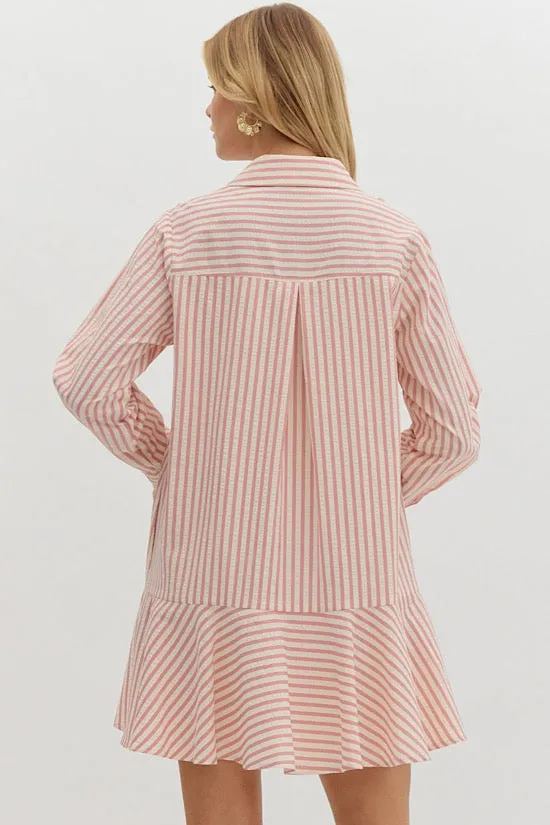 Long Sleeve Pink Stripe Dress (EO)