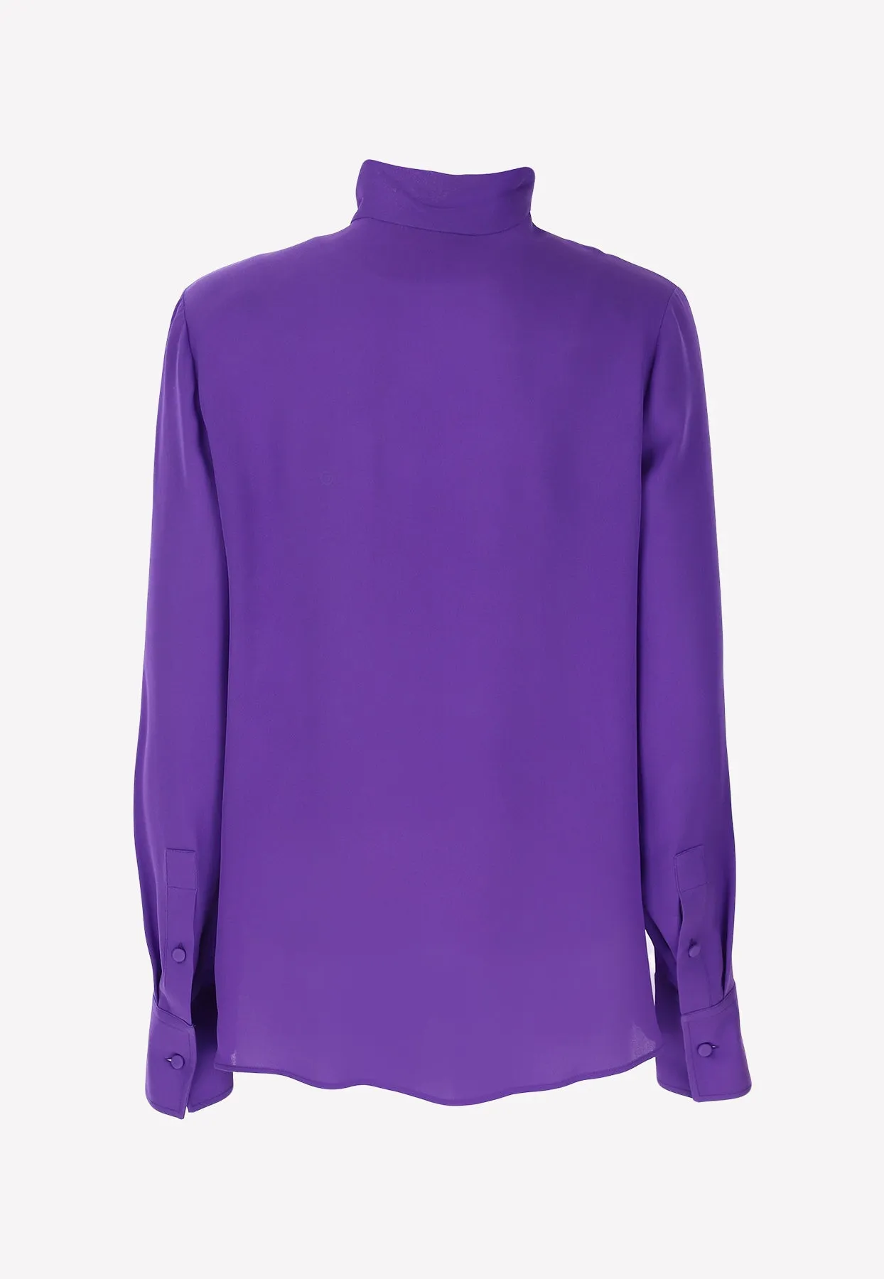Long-Sleeved Silk Blouse with Bow Detail