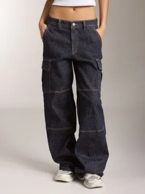 Low Rise Cargo Style Jeans