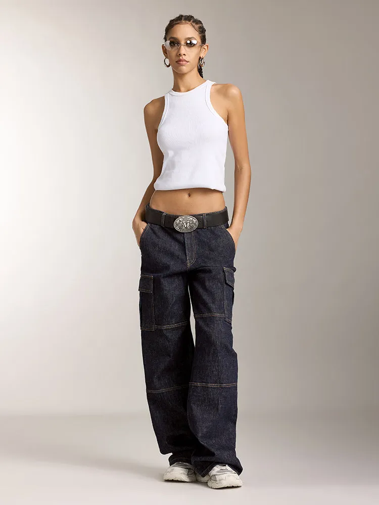 Low Rise Cargo Style Jeans