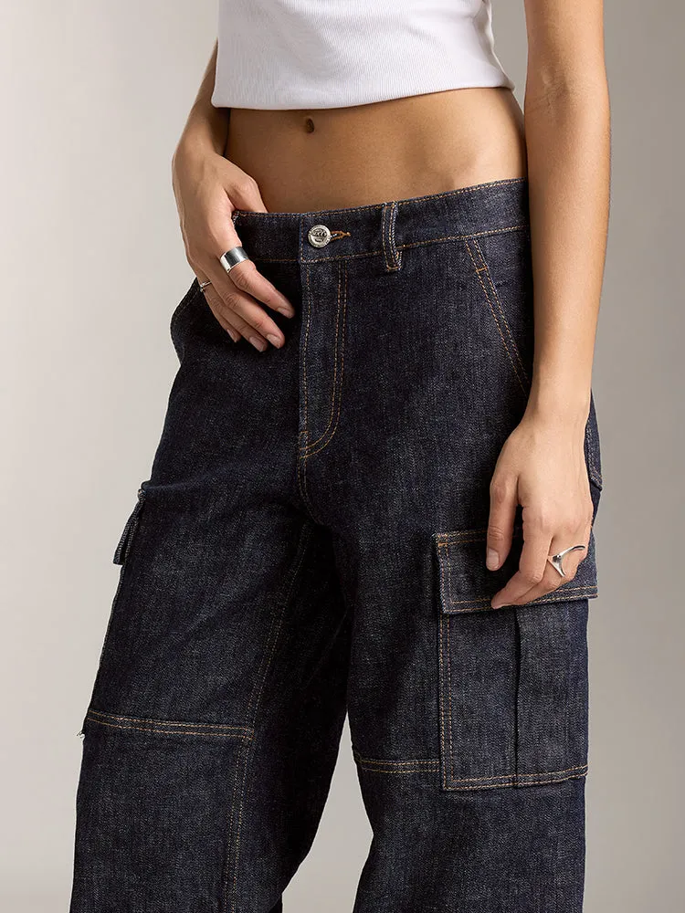 Low Rise Cargo Style Jeans