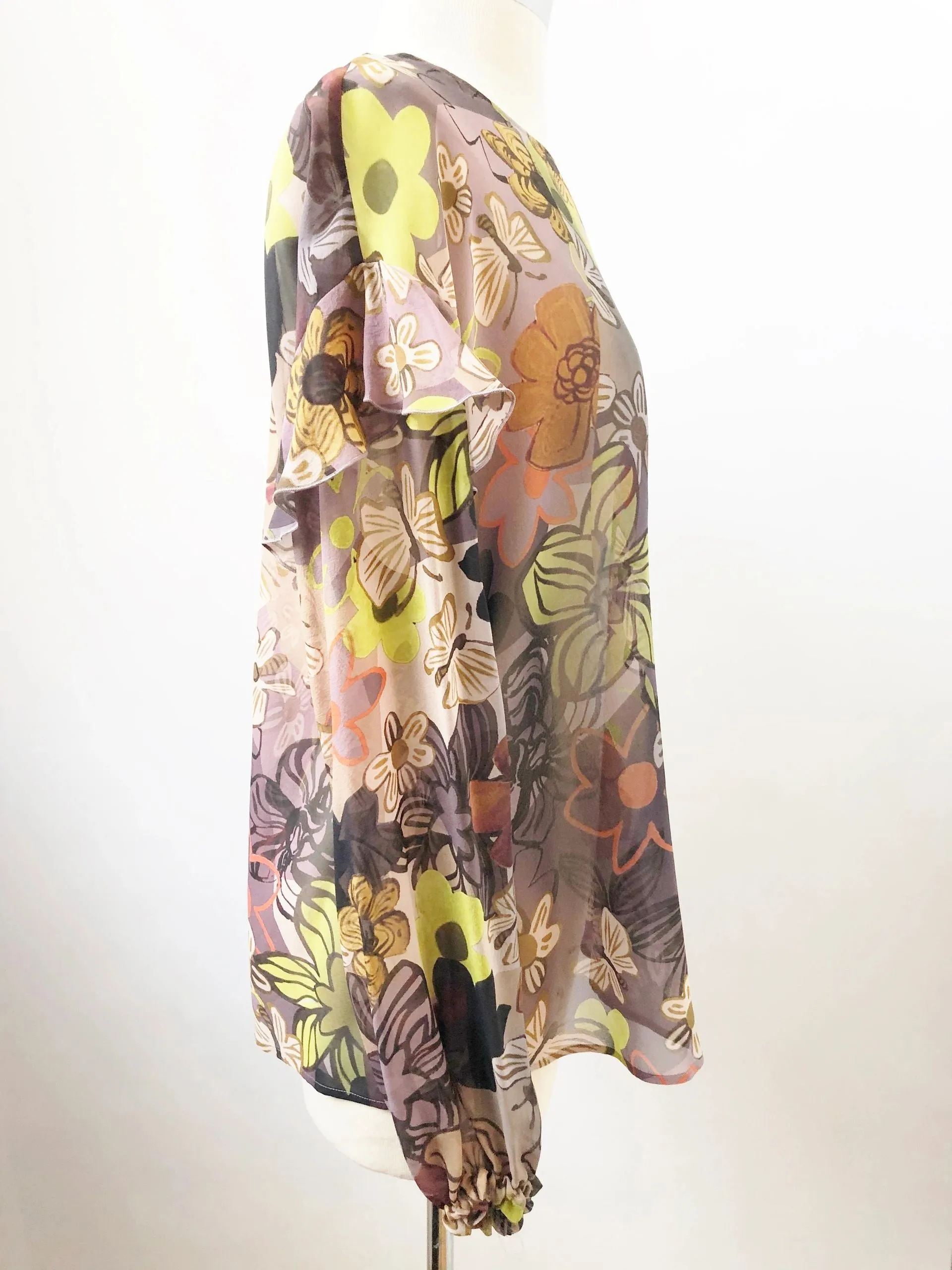 Luisa Cerano Silk Ruffle Blouse Size 8