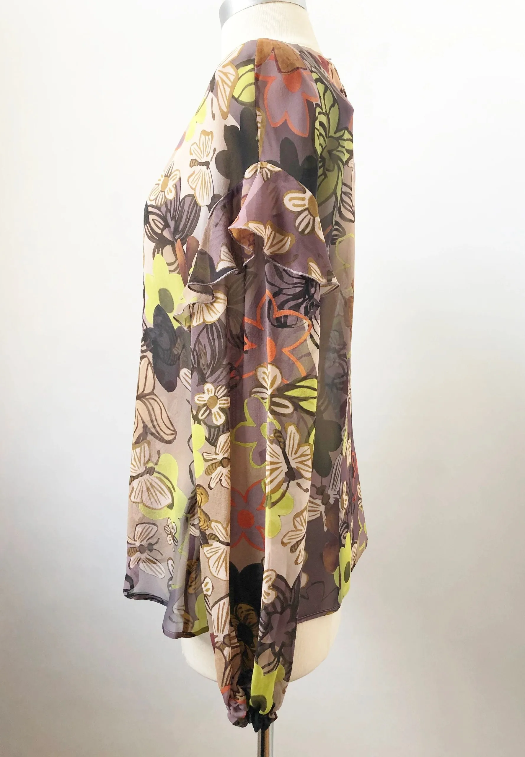 Luisa Cerano Silk Ruffle Blouse Size 8