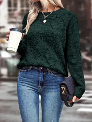 LUNE Solid Pointelle Knit Sweater