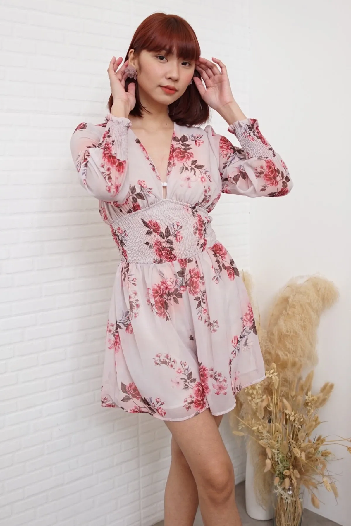MABEL Smocked-Waist Floral Romper