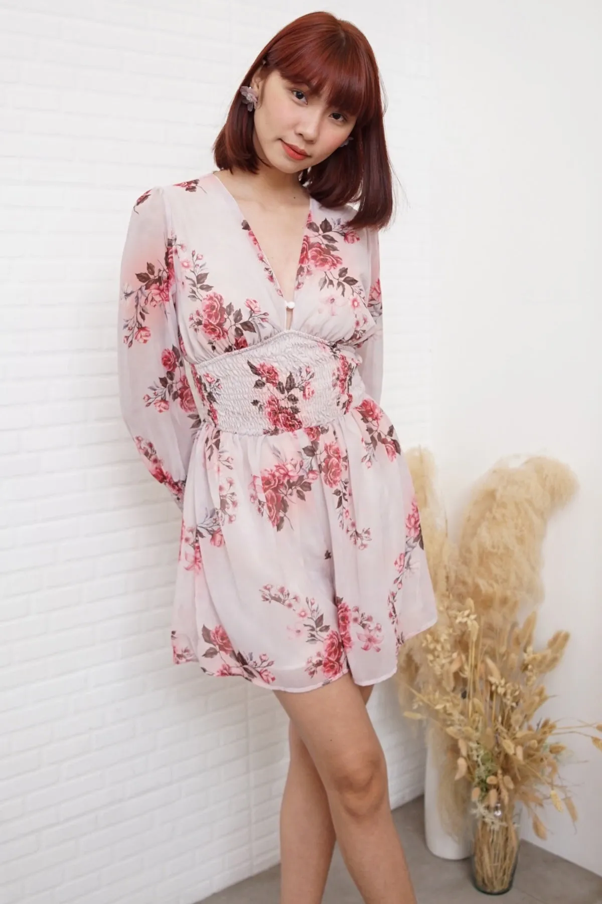 MABEL Smocked-Waist Floral Romper