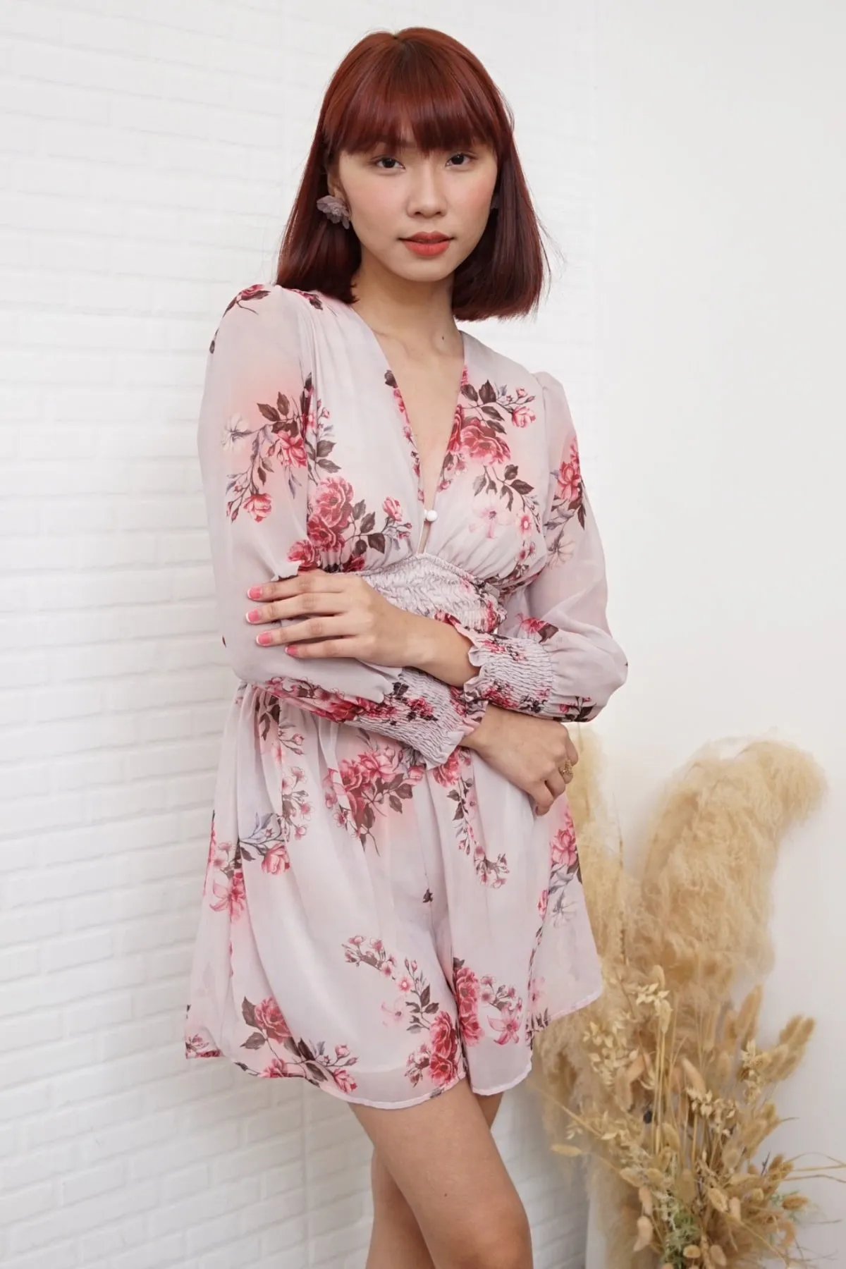 MABEL Smocked-Waist Floral Romper