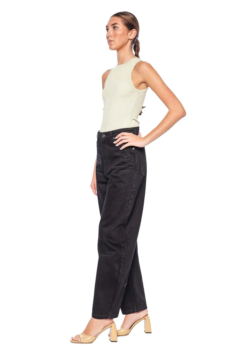 Marbel Mid Rise Barrel Jean