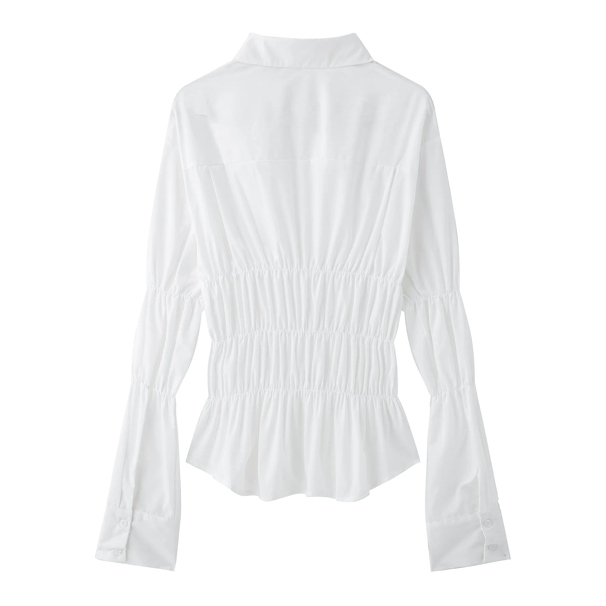 Marie Sleeve Shirred Button Down Blouse