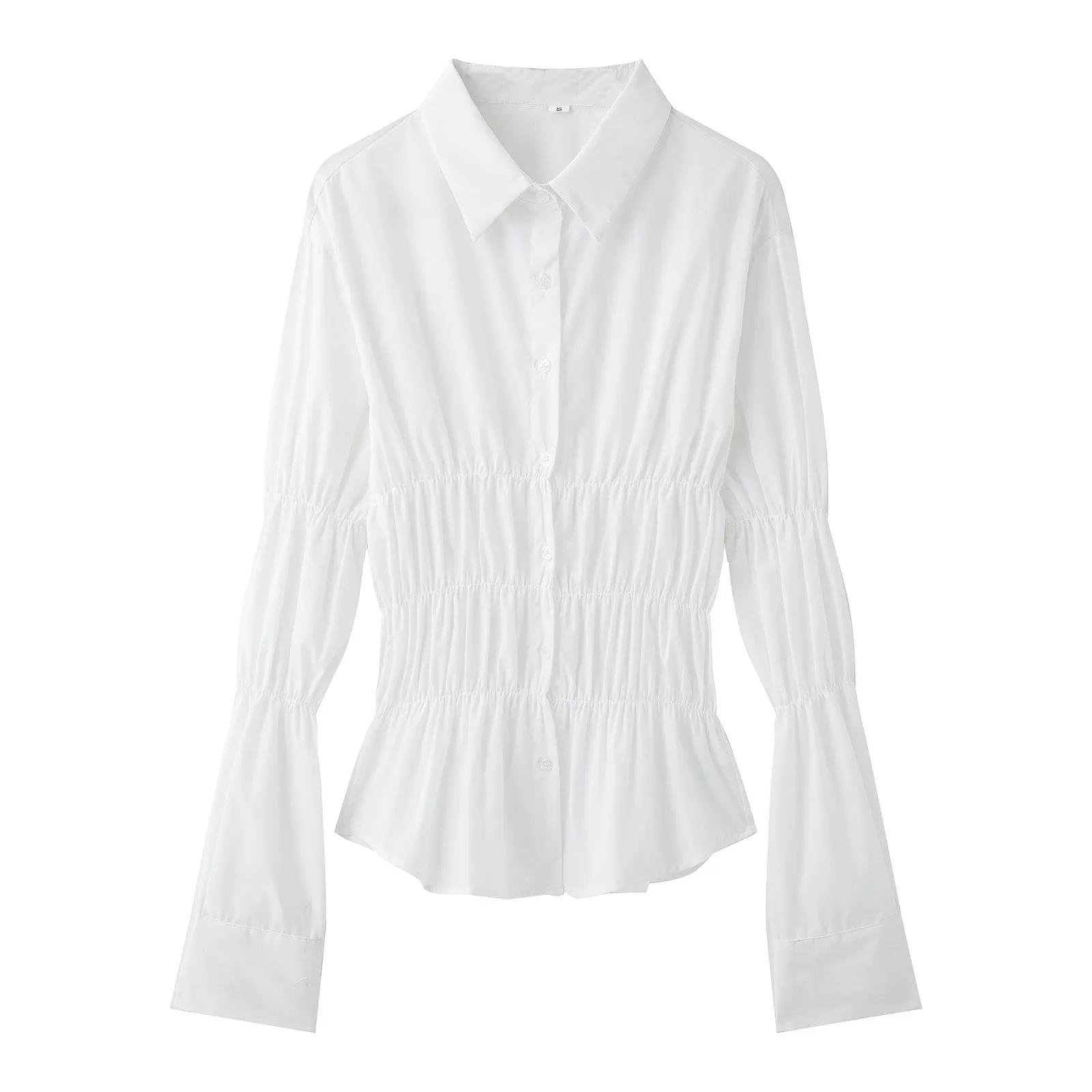 Marie Sleeve Shirred Button Down Blouse