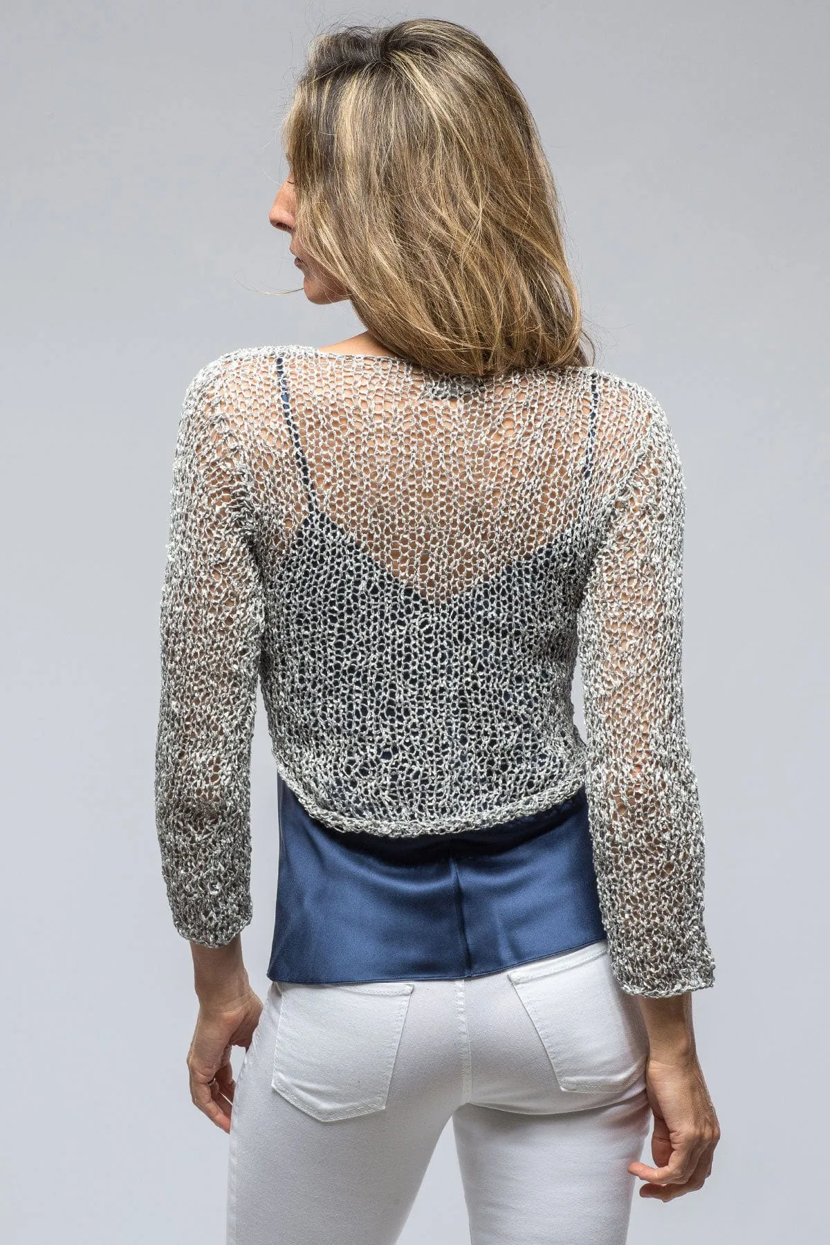 Marissa Loose Knit Crop L/S Top In Stone