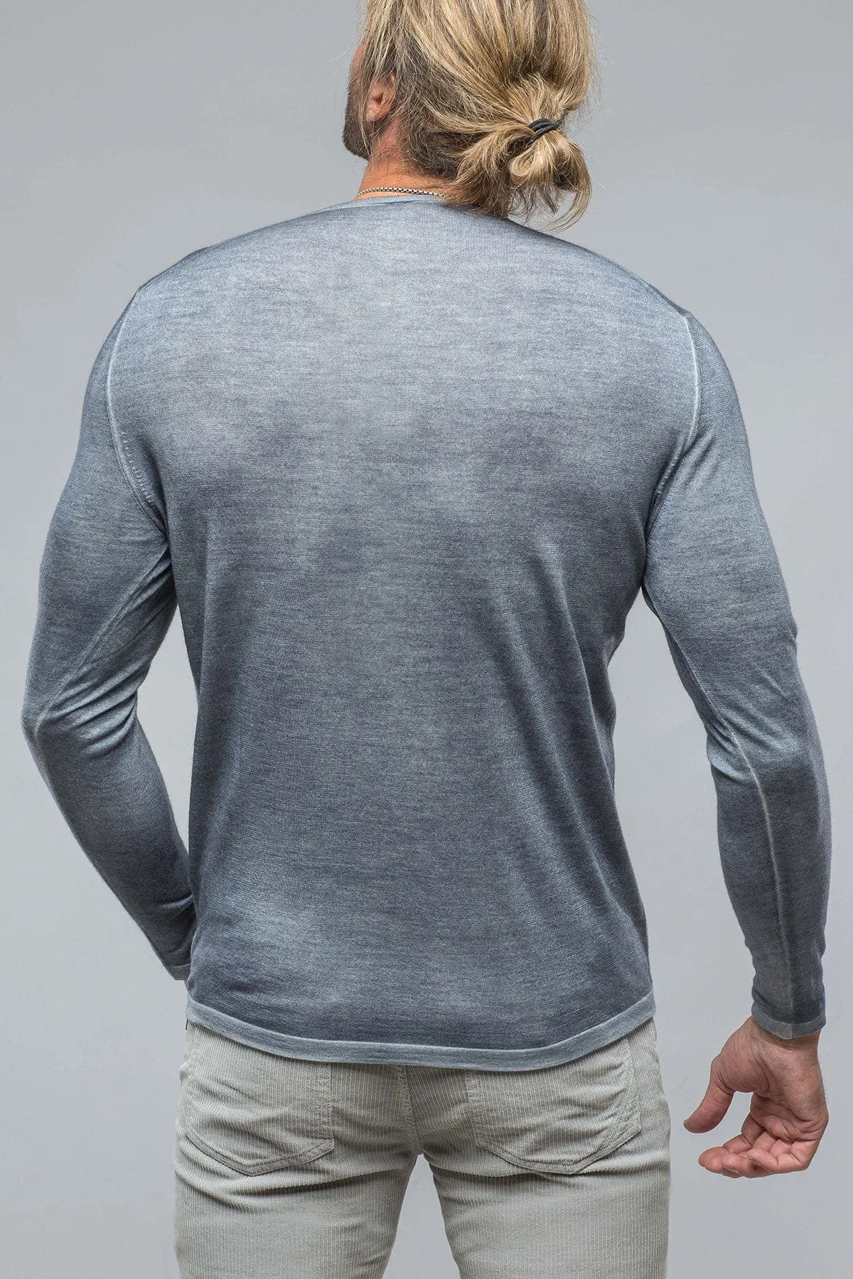 Matteo Cashmere Crew In Stone Blue Navy