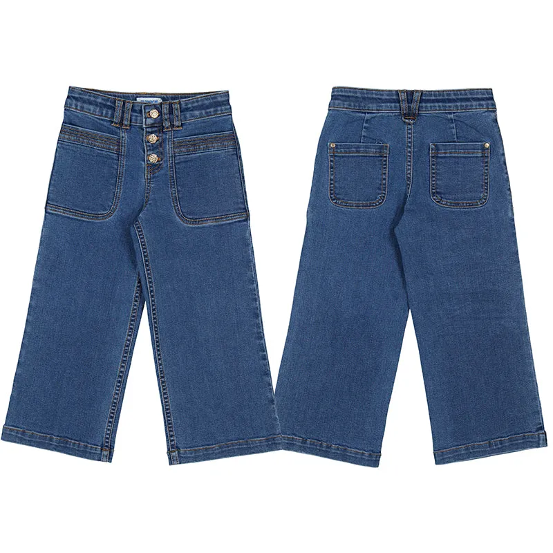 Mayoral Girls Wide Leg Jeans - Medium Wash