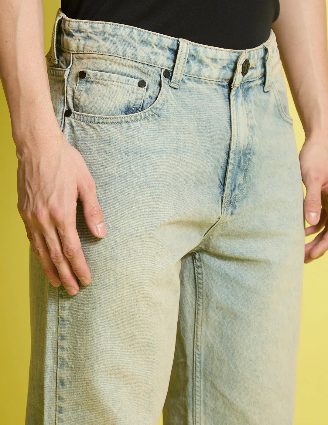 Men Blue-Grey Relaxed Fit Solid Jeans