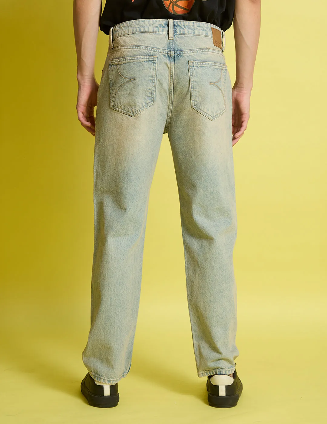 Men Blue-Grey Relaxed Fit Solid Jeans