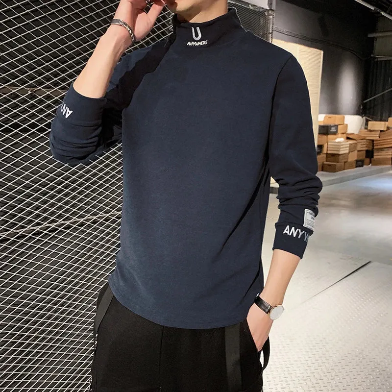 Men Long Sleeve T-Shirts Embroidery Letter