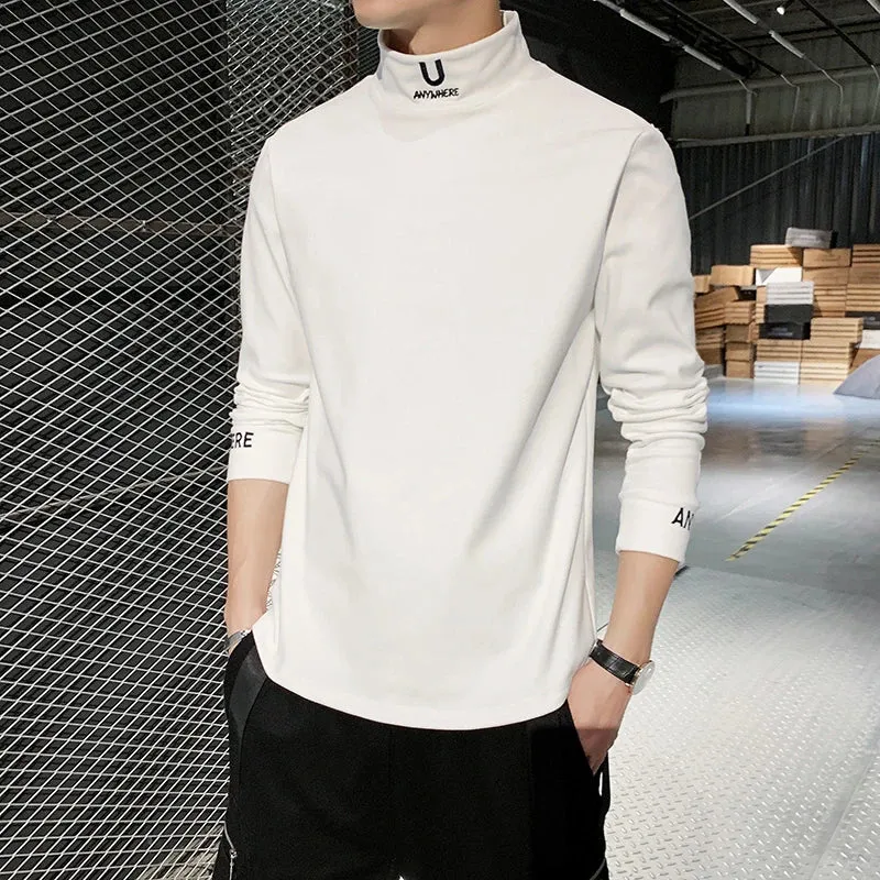 Men Long Sleeve T-Shirts Embroidery Letter