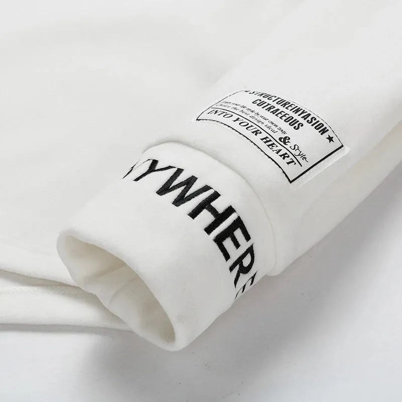 Men Long Sleeve T-Shirts Embroidery Letter