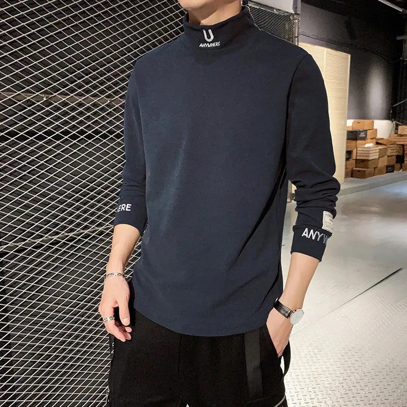 Men Long Sleeve T-Shirts Embroidery Letter
