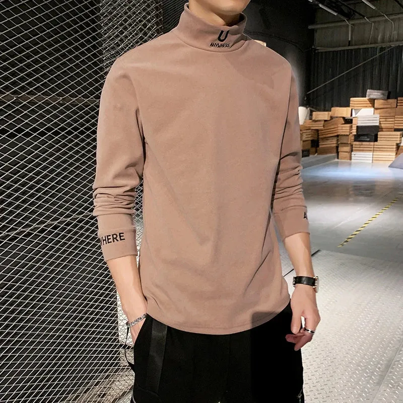 Men Long Sleeve T-Shirts Embroidery Letter