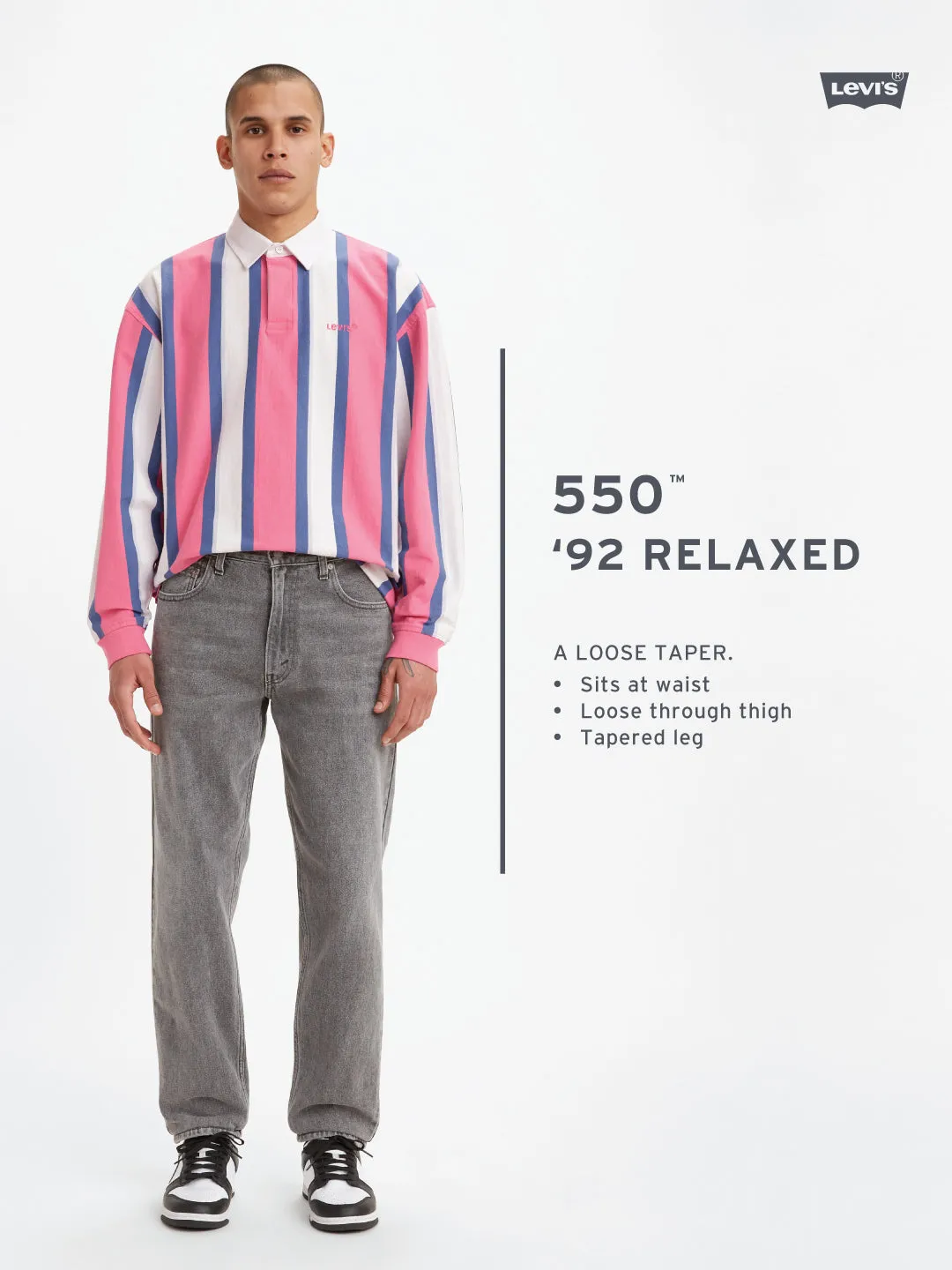 Men's 550 Blue Relaxed Fit Mid Rise Jeans