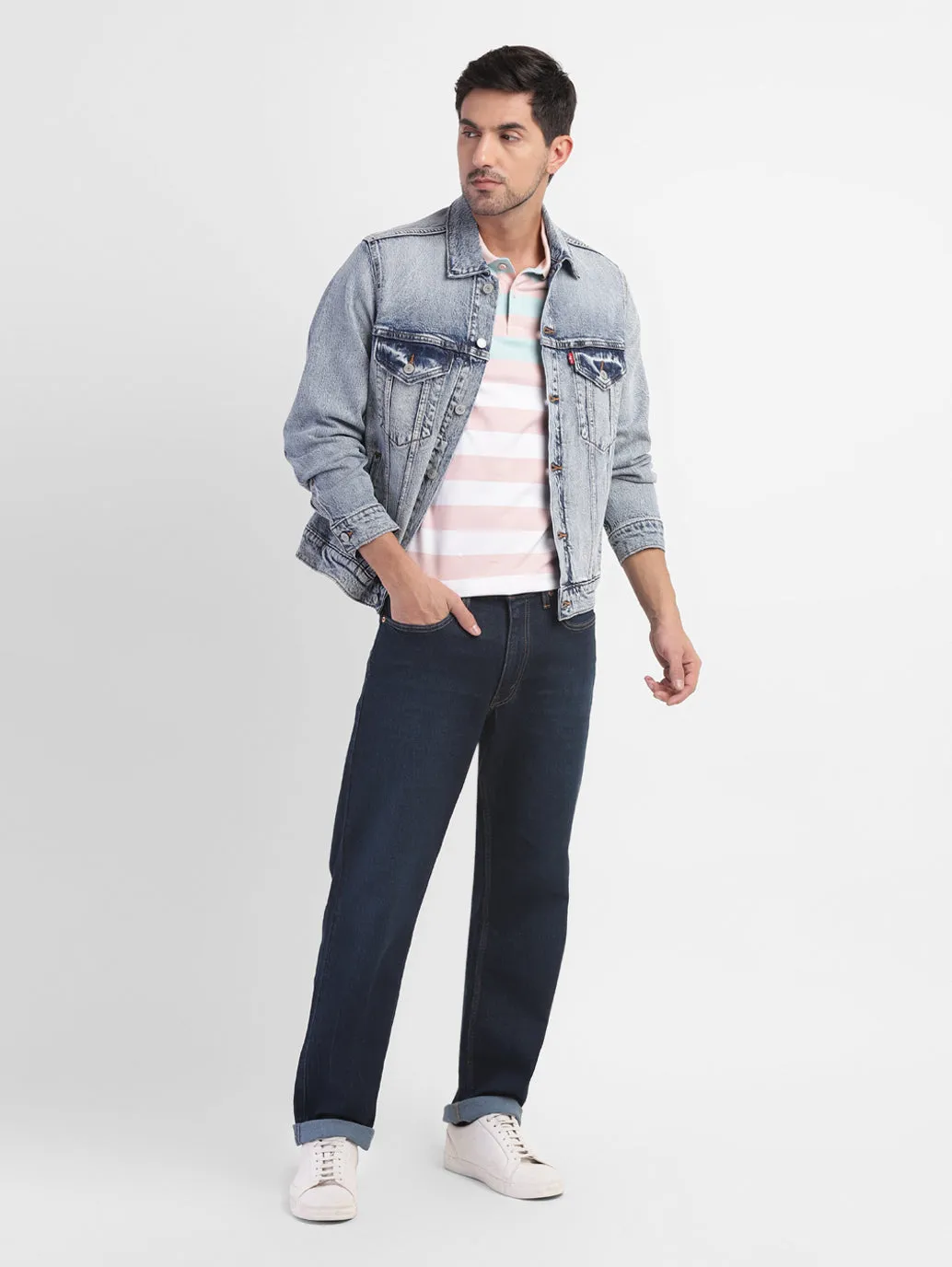 Men's 550 Blue Relaxed Fit Mid Rise Jeans