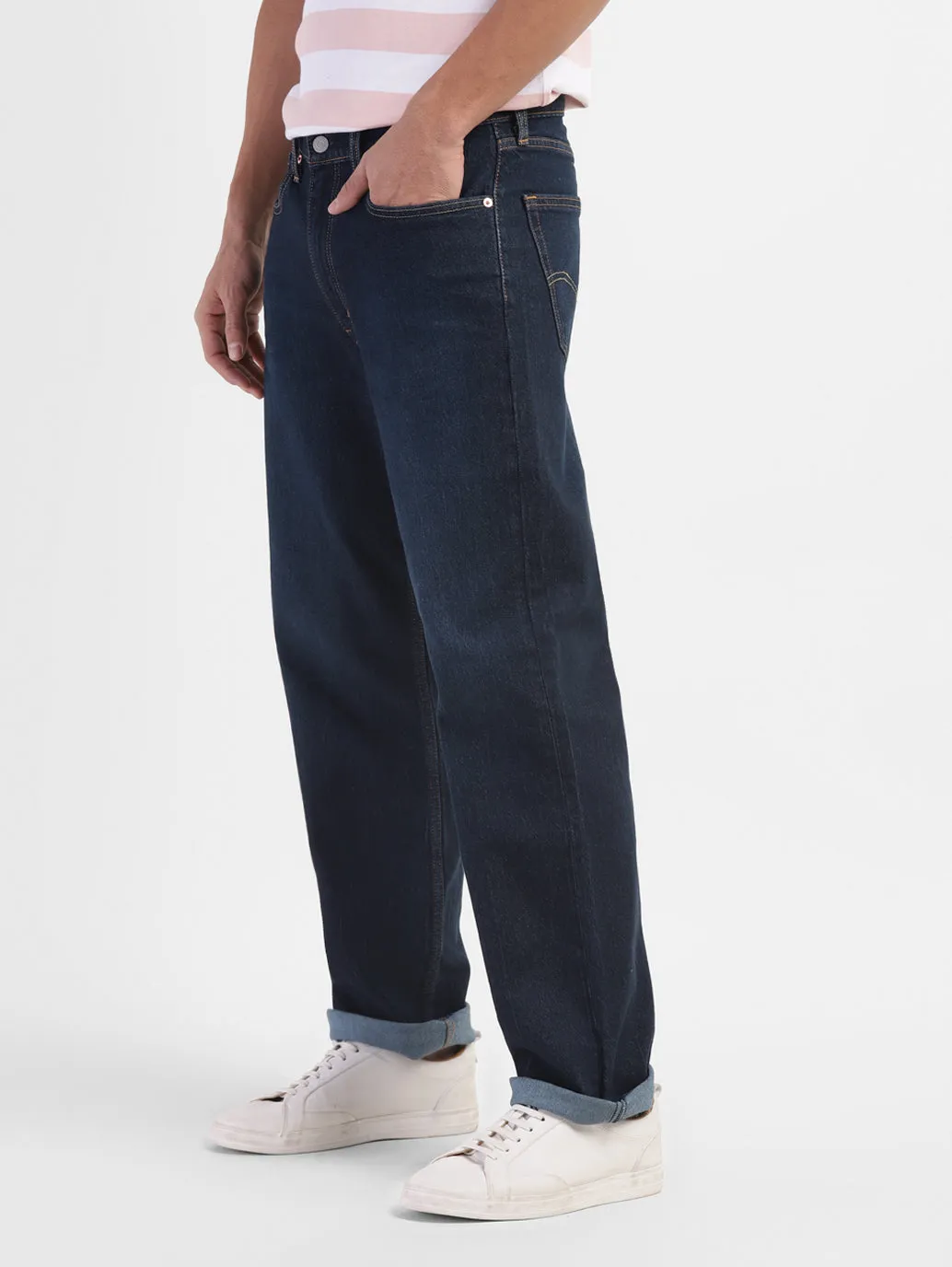 Men's 550 Blue Relaxed Fit Mid Rise Jeans