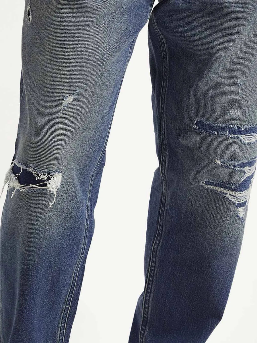 Men's 55092 Blue Relaxed Fit Mid Rise Jeans