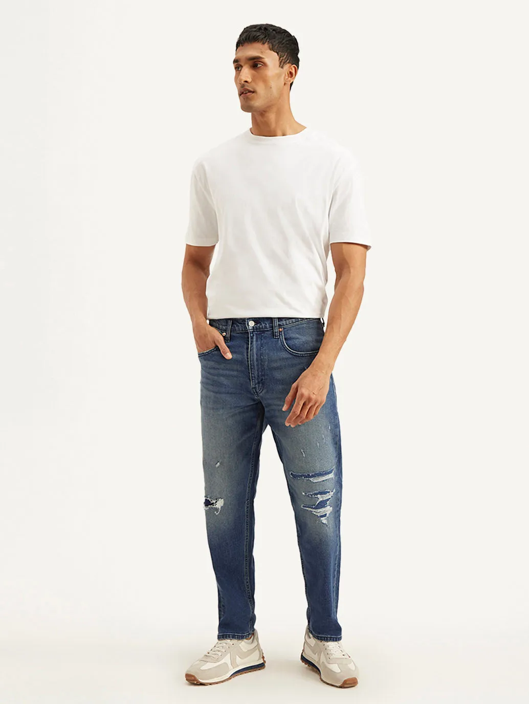 Men's 55092 Blue Relaxed Fit Mid Rise Jeans