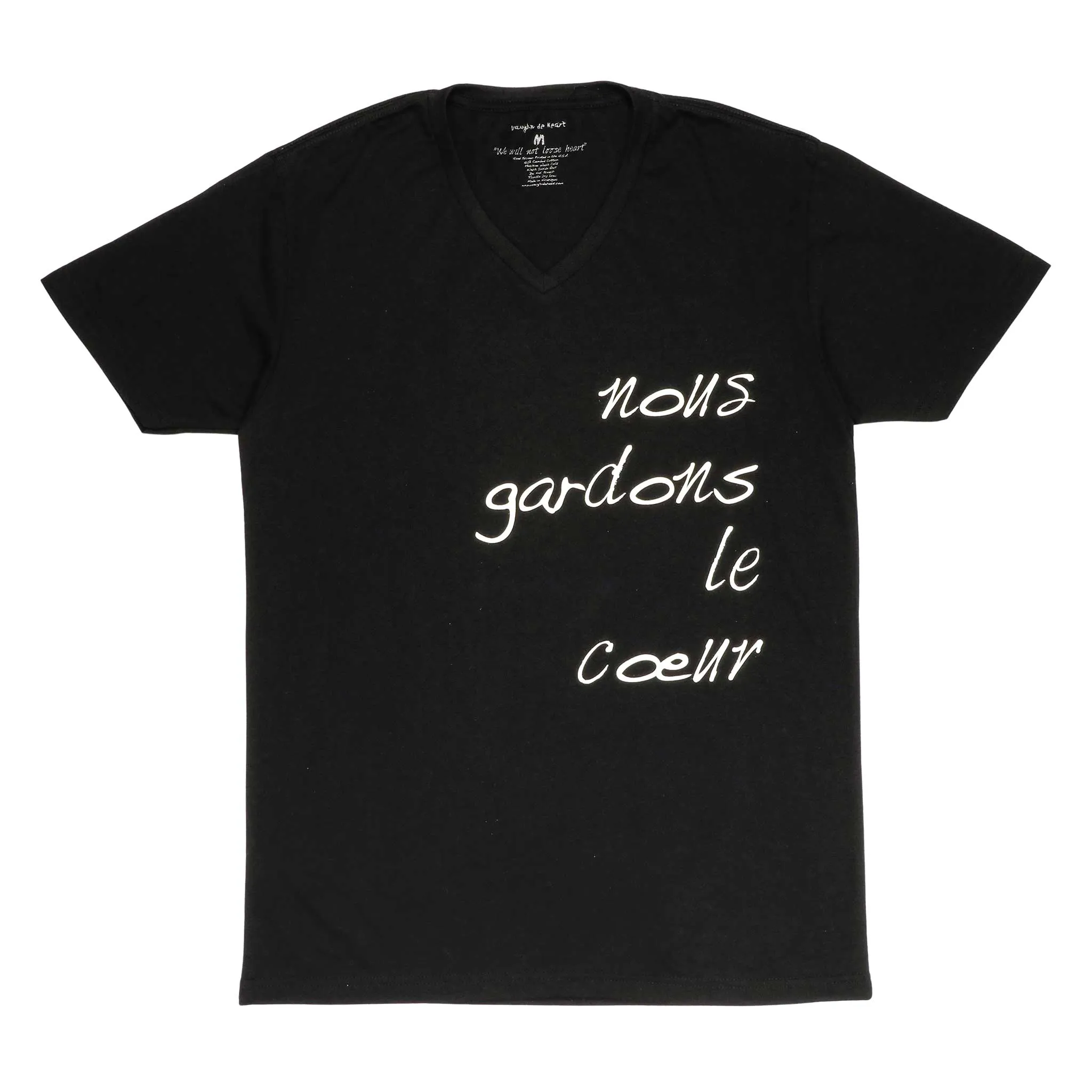 Men's - Nous gardons le coeur Black V-Neck T-Shirt