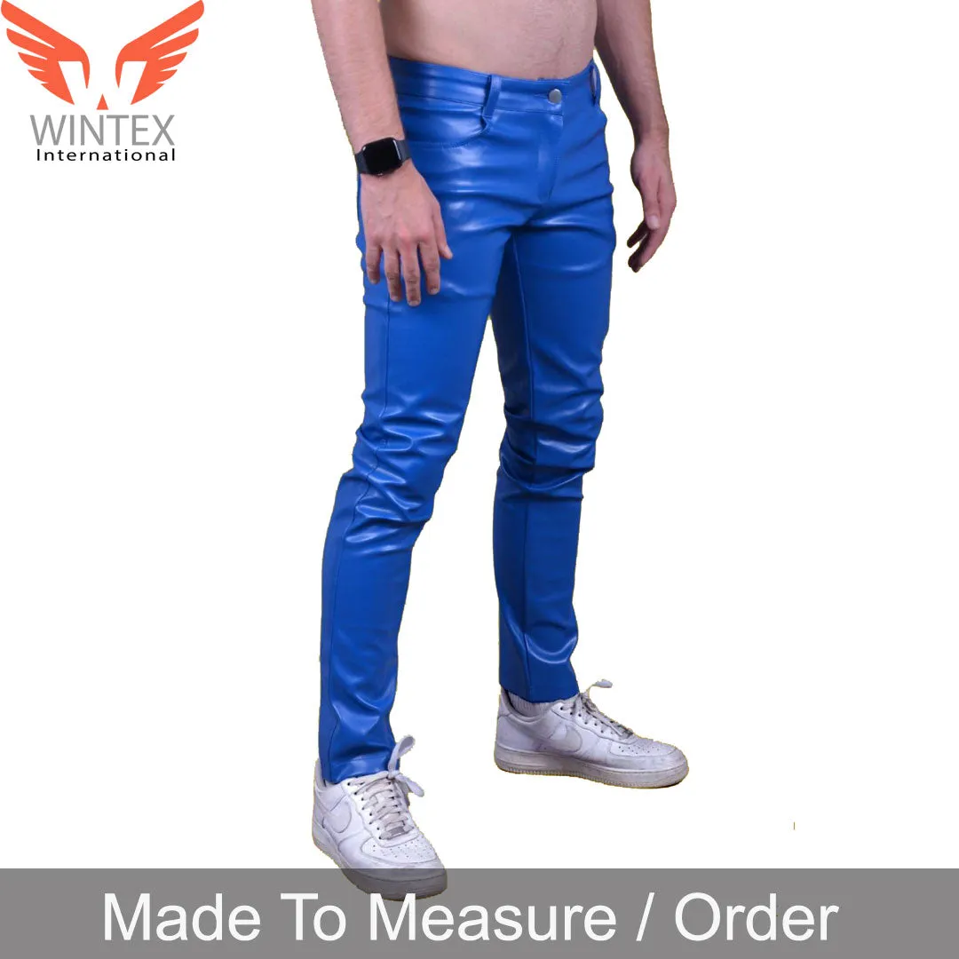Men’s Real Cow Leather Slim Fit 501 Style Slim Fit Casual / Bikers Pants