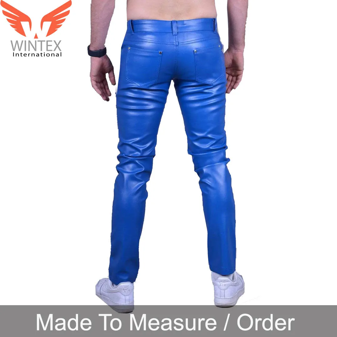 Men’s Real Cow Leather Slim Fit 501 Style Slim Fit Casual / Bikers Pants