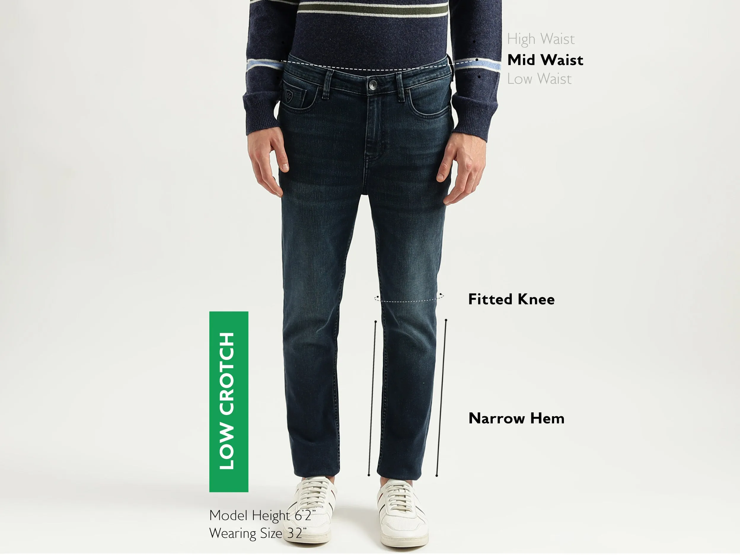 Men's Solid Low Crotch Jeans